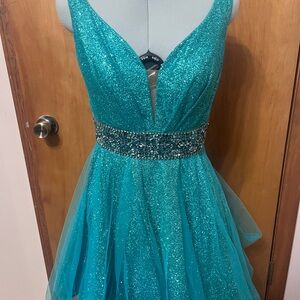 Sparkling Blue/Aqua/Jade/Green Rachel Allan Dress